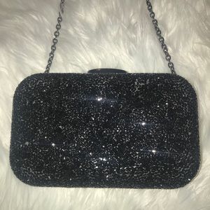 Black Rhinestone Crossbody Satchel Bag